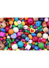 100-300 Mixed Large Hole Children's Coloured Wooden Beads 4-45mm With New! Elastic & Guide Option ~ Ideal For Craft Activities & Parties